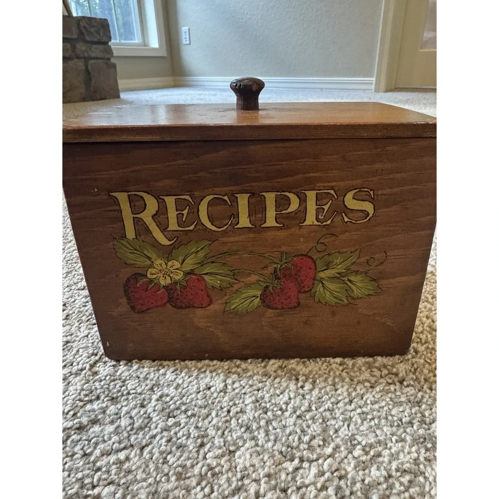 Vtg Wood Recipe Box 7
